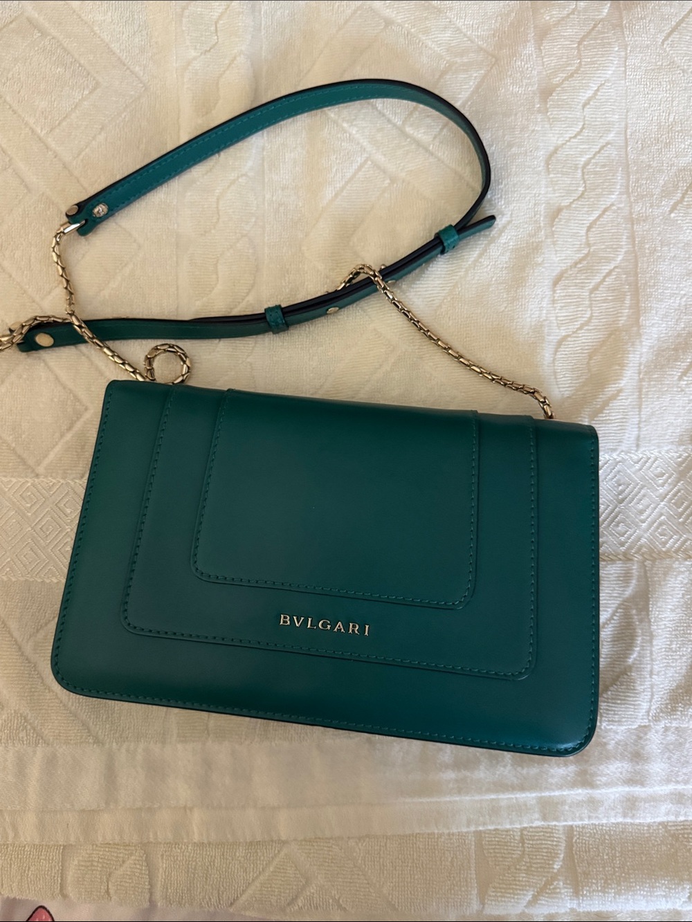 Bulgari Teal Crossbody Bag with Snake-Head Clasp - Picture 2 of 6